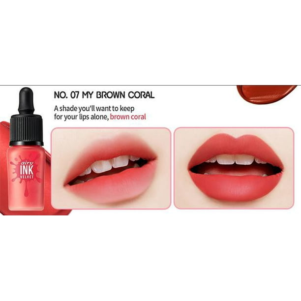 Peripera Peripera Ink Airy Velvet Lip Stain Color Tint 07 My Brown Coral Walmart Com Walmart Com