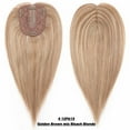 thumbnail image 3 of Benehair 14" Remy Hair Top Hairpiece 100% Human Hair Extensions Clip In Topper Toupee Silk Base for Women Highlight Blonde, 3 of 12