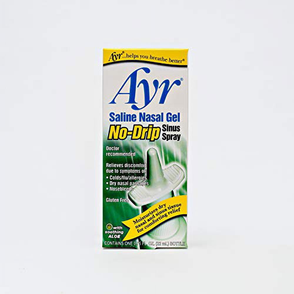 Ayr Saline Nasal Gel No-drip Sinus Spray With Soothing Aloe Vera, 0.75-Ounce Spray Bottles (Pack of 3)