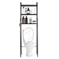 thumbnail image 2 of Over The Toilet Storage Rack 3 Tier Carbon Steel Bathroom Organizer Freestanding Space Saving Shelf with Toilet Paper Holder and 4 Hooks 64 Inch Tall Black, 2 of 10