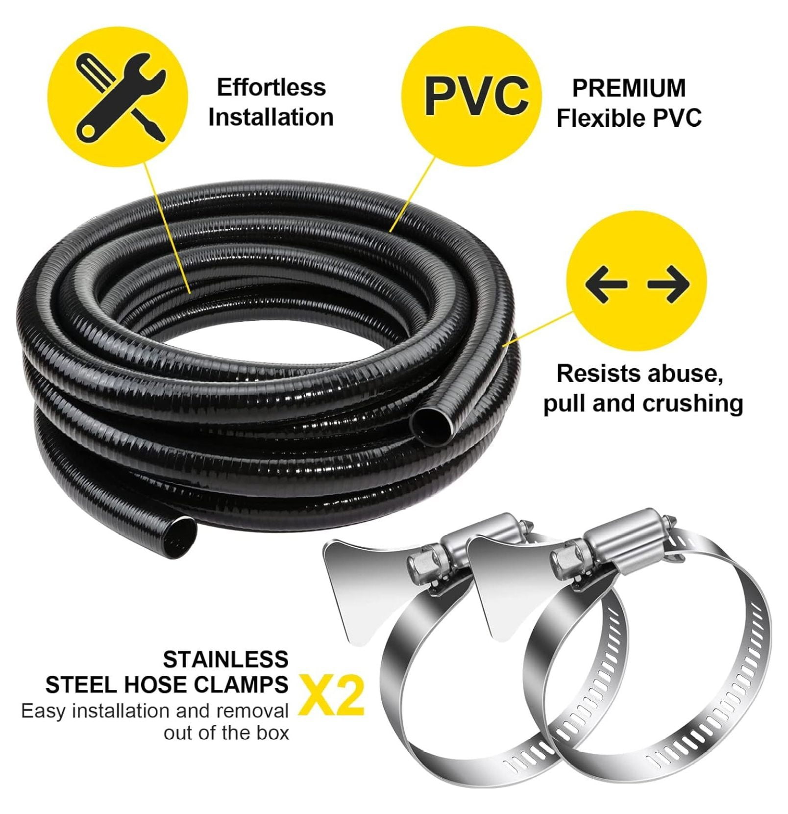HALF OFF PONDS Kink Free Vinyl Pond Hose 1.5" X 25' - PKF1.5X25