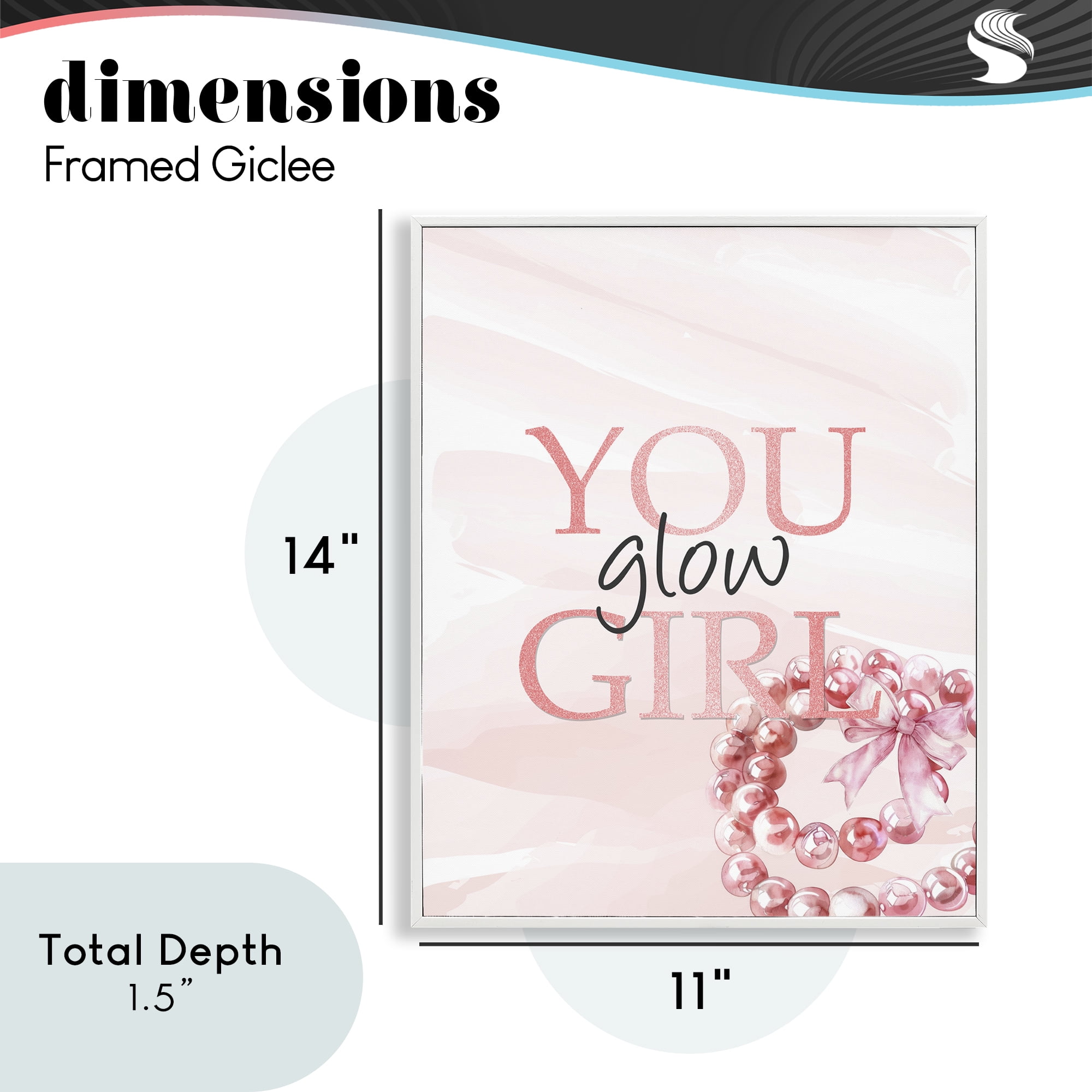You Glow Girl Feminine White Framed Giclee Art, design by Kim Allen
