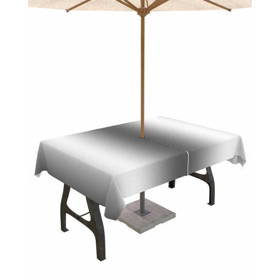 Hokiten Outdoor Tablecloths with Umbrella Hole & Zipper, Gray White Ombre Rectangle Tablecloth 52x70 Inch, Greyish Gradient Minimalist Aesthetic Waterproof Table Cloth, Patio/Pool Table Covers