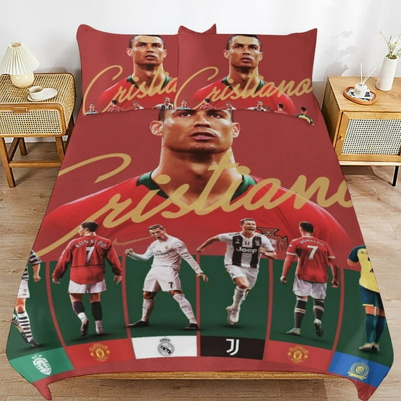 3 Piece Comfortable Bedding Set Cristiano Ronaldo Duvet Cover Twin Bed with 2 Pillowcase 102"x90"
