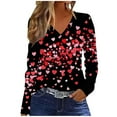 thumbnail image 2 of Gamivast Valentines Day Sweatshirts for Women Funny Heart Print V Neck Loose Blouse Trendy Long Sleeve Drop Shoulder Casual Pullover Spring Outfits, 2 of 5
