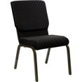 thumbnail image 1 of HERCULES Series 18.5''W Stacking Church Chair in Black Dot Patterned Fabric - Gold Vein Frame, 1 of 9