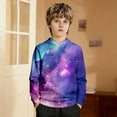 thumbnail image 5 of ZXLBBD Girls Galaxy Print Hooded Sweatshirts Soft Long Sleeve Pullover with Front Pockets for Kids Outerwear Comfort Loose Casual Schoolwear, 5 of 7