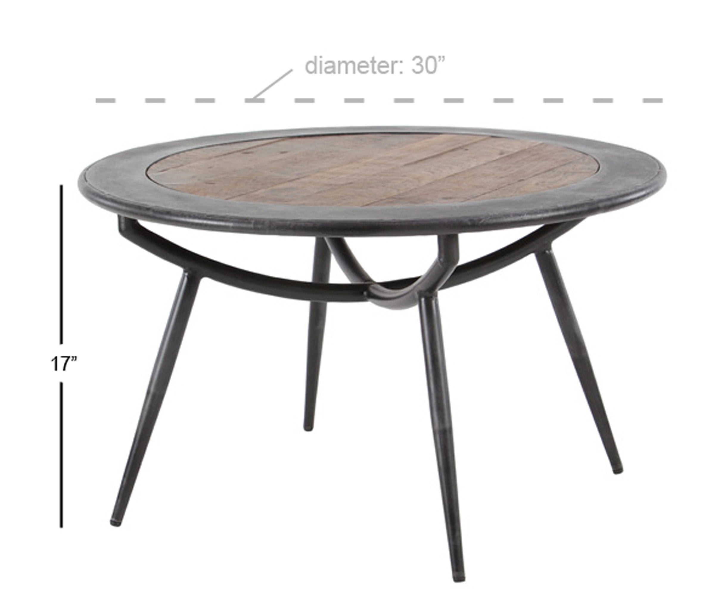Decmode Rustic 17 X 30 Inch Wood And Iron Round Coffee Table
