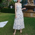 thumbnail image 4 of DHFJKG Bohomian Summer Dresses For Women Beach Long Dress Adjustable Spaghetti Straps Sweetheart Neck Floral Flowy A-Line Wedding Guest Dress Stylish Dresses, 4 of 6