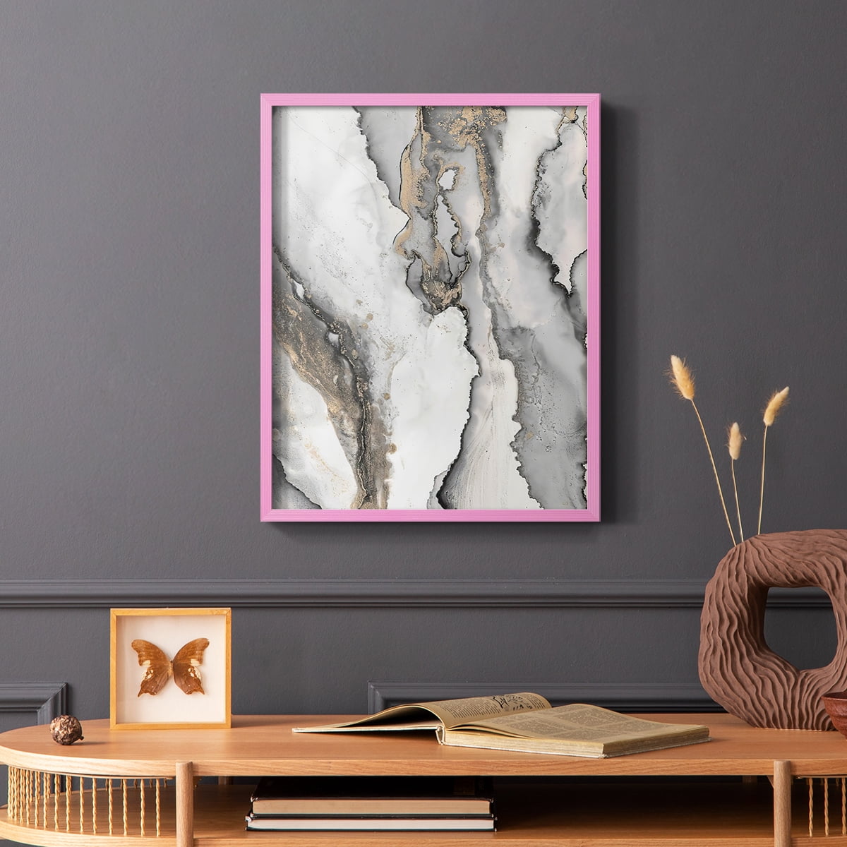Abstract Ink Fantasy III in Paper Solid Wood 11 x 14 Framed Print
