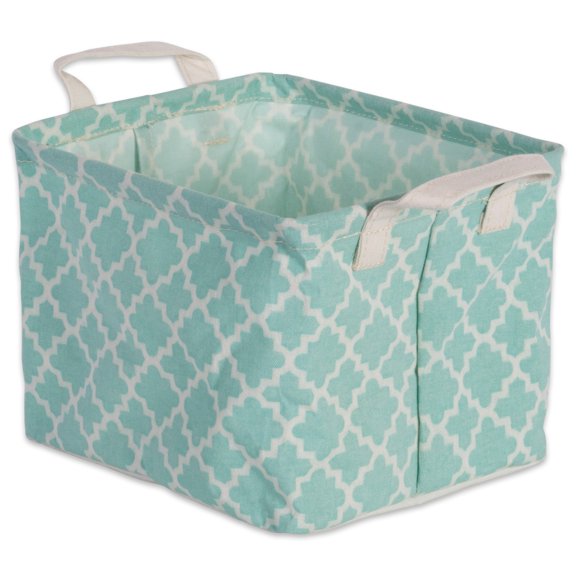 DII Rectangle Cotton Small Lattice Laundry Bin in Aqua Blue (Set of 3)