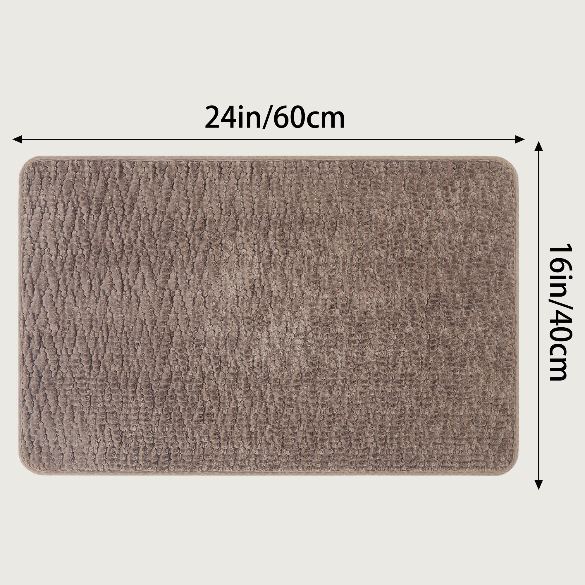 Unique Bargains Rubber Backing Quick Dry Bath Mat Brown 16" x 24"