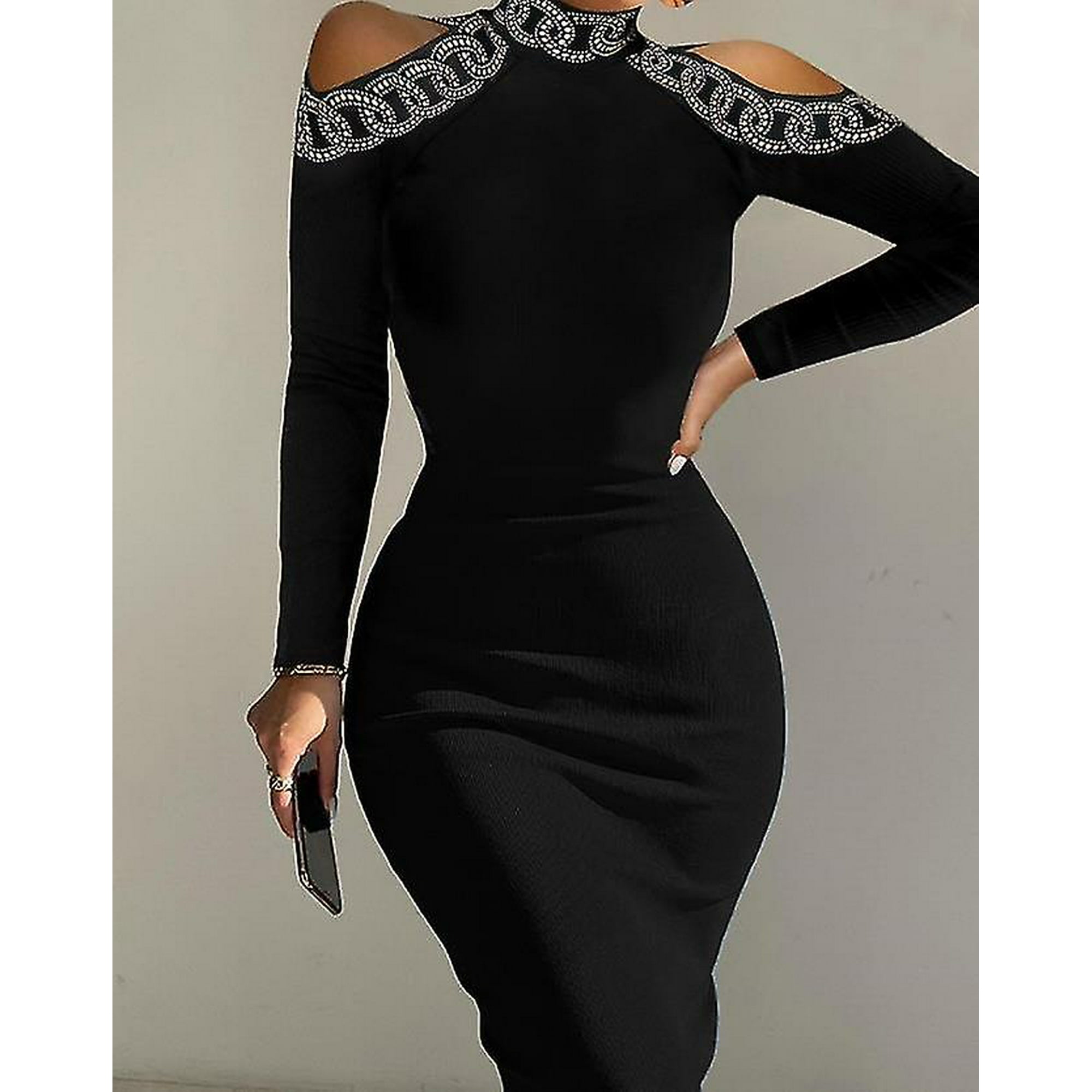 High neck cold shoulder dress hotsell