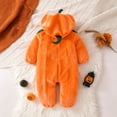 thumbnail image 6 of CUZIBR Baby Boy Halloween Girl Fuzzy Pumpkin Onesie Animal Romper Jumpsuit Hooded Zip Up Long Sleeve Cozy Trick or Treat Clothes,Orange,2-3 Years, 6 of 8