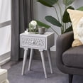 thumbnail image 2 of DecMode 16" x 24" Gray Mango Wood Intricately Carved Single Drawer Scroll Accent Table, 1-Piece, 2 of 13