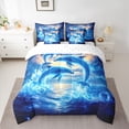 thumbnail image 3 of Manfei Magical Dolphin Jumping Ocean Twin Bedding Sets for Kids Boys and Girls, Fantasy Starry Sky Bedding Comforter Set, Reversible 7 Pieces, 3 of 6