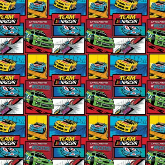 Team Nascar Chasing Checkers Cotton Fabric