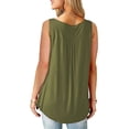 thumbnail image 4 of JustVH Blouse Décontractée Unie Henley Col en V pour Femmes Tunique Plissée à Boutons, 4 of 4