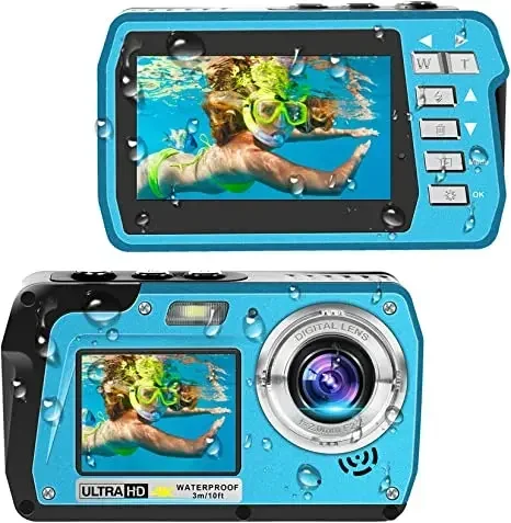 Waterdichte Digitale Camera, Onderwatercamera, 1080P 30MP 16X 10FT Onderwatercamera voor Snorkelen Camping Digitale Zoom Zaklamp Waterdichte Camera