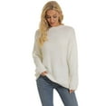 thumbnail image 3 of Women's Solid Color Loose Pullover Tops Long Sleeve Knit Sweater 2023 Fall Winter S-2XL Rose Red, 3 of 6