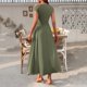 thumbnail image 4 of mfyjkho Vestidos de verano para mujer, Vestido largo elástico con bolsillos y manga corta de color liso para mujer Vestidos de fiesta para mujer s, 4 of 7
