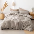 thumbnail image 7 of PURE ERA Duvet Cover Set,Jersey Knit Cotton 100% T-Shirt Cotton,Ultra Soft 3pc Bedding Set,Full Size, Cream Beige Gray, 7 of 7