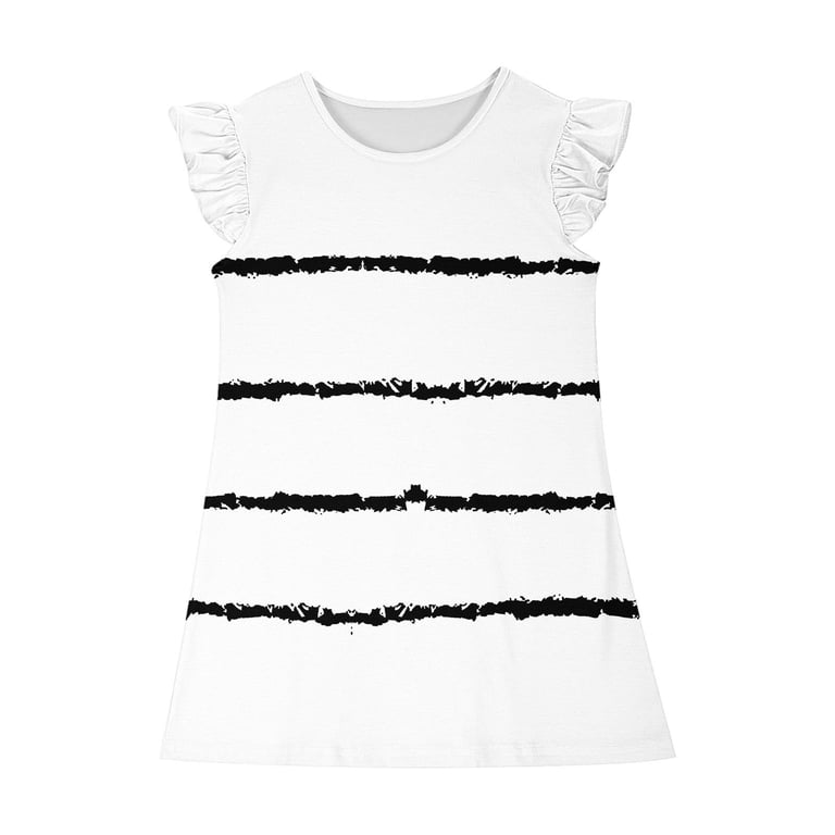 junior cute summer dresses Girls Cute Dresses Ruffle Sleeveless Round Neck Sundresses Teens Juniors  Trendy Stripe Printed Pullover Summer Midi Dress 4-14 Years