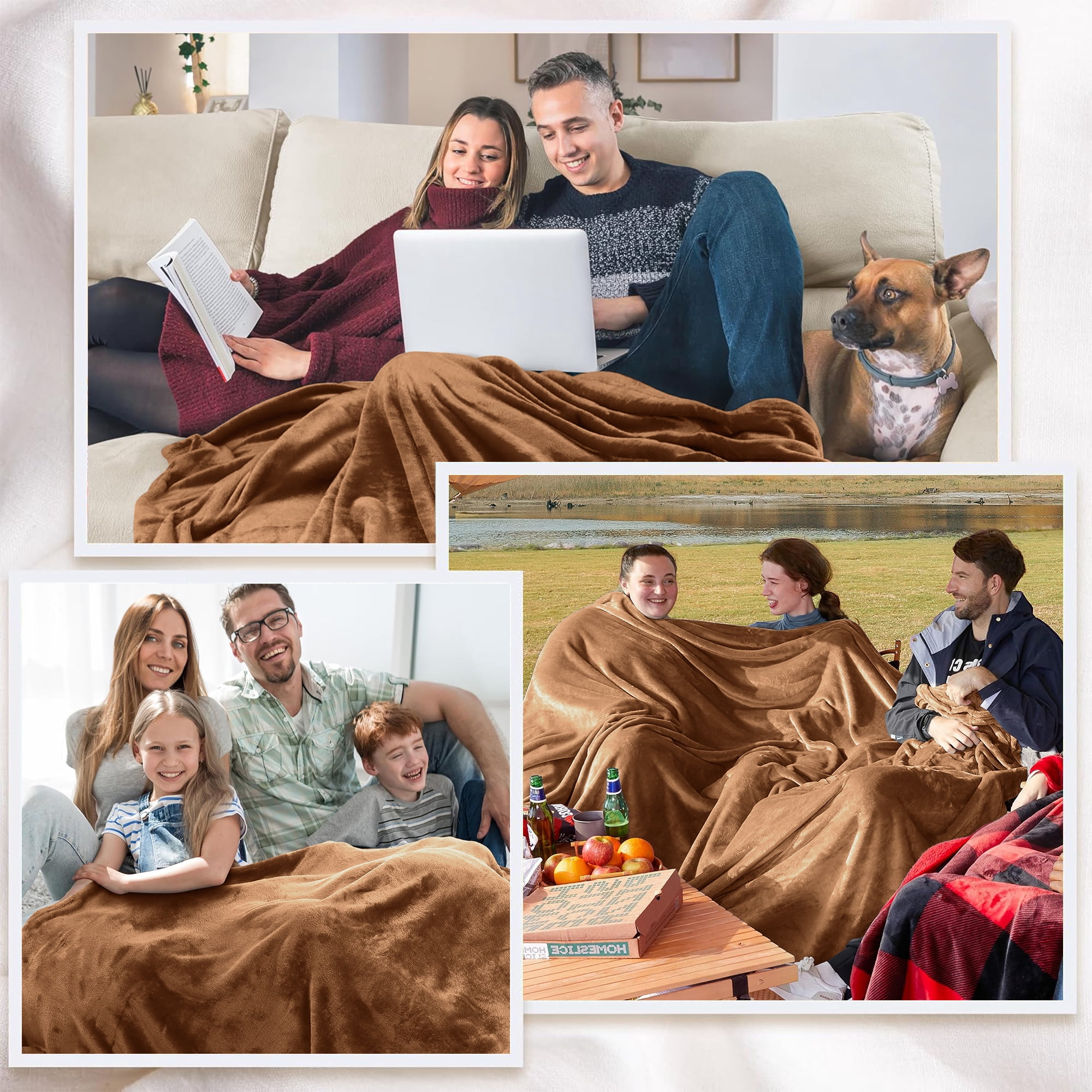 Moonlight20015 Wholesale Fleece Queen Blankets 10-Packs All-Season Soft Plush Throw for Charity, Shelter, & Home Washable, Lightweight & Cozy Camel (90"x90")