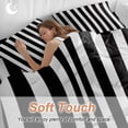 thumbnail image 5 of Black Striped Duvet Cover Set, Modern Farmhouse Black White Stripes Soft Duvet Cover Twin Size Bedding Set 4 Pieces, 1 Quiltcover and 2 Pillowcases with Zipper, 1 Bed Sheet for All Seasons, 5 of 9