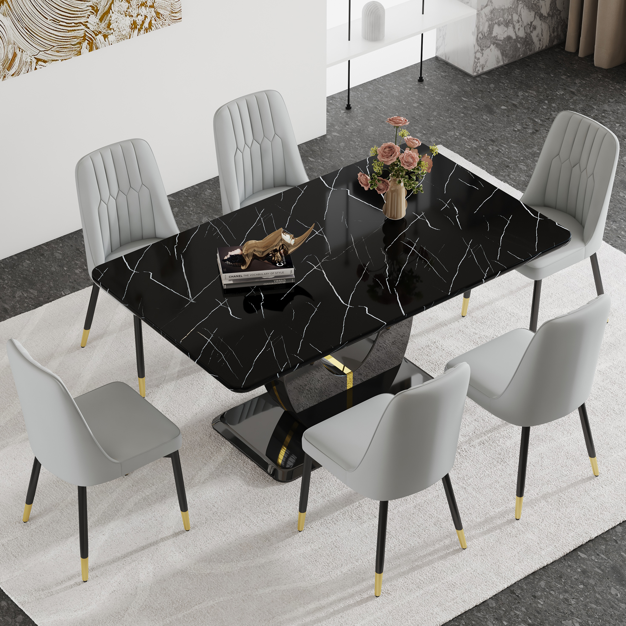 Table+6 Light Gray Chairs