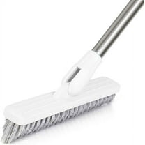 LandHope Floor Scrub Brush 17.32" Long Handle Bathroom Tile Grout Scrubber Rotatable Indoor White