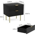 thumbnail image 2 of Black Nightstand for Bedroom, Fluted Night Stand Set of 2, Mid Century Modern Bedside Table with Gold Metal Legs, 2 of 7