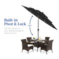 thumbnail image 4 of 10ft 3-Tier Solar Patio Umbrella, Outdoor Market Sun Shade for Balcony, Backyard, Deck, Poolside w/ 24 LED Lights, Tilt Adjustment, Easy Crank, 8 Ribs - Black, 4 of 5