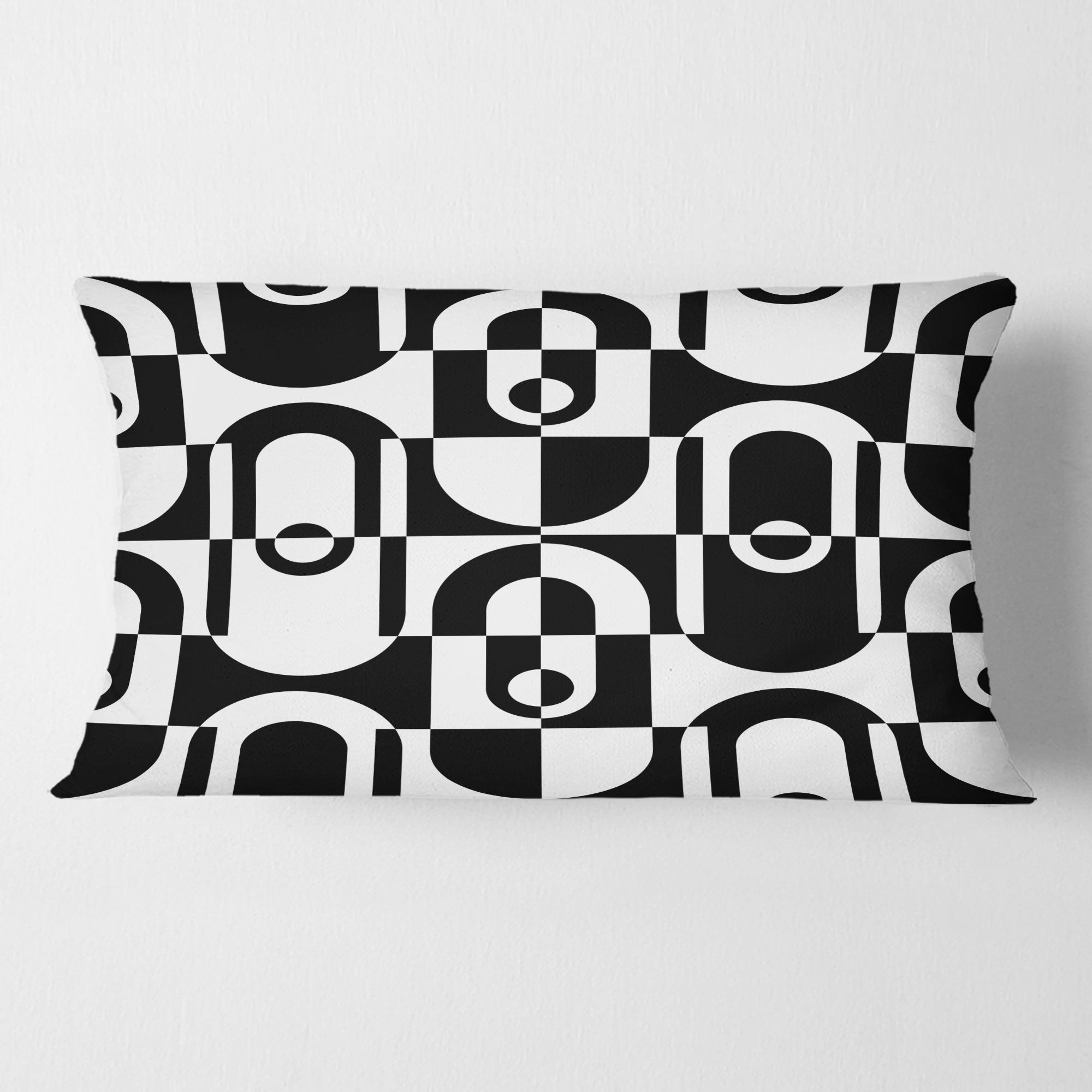 Designart Monochrome Geometric Pattern VIII' Mid-Century Modern Throw Pillow - 12x20