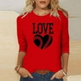 thumbnail image 2 of QATAINLAV Chandails pour Femmes à Manches 3/4, Mode, Imprimé Cœur, Col Ras du Cou, Chandails à Enfiler, Hauts Décontractés pour Sorties, Tenue pour Jour de Match, Hoy Oferta Flash Rouge TG, 2 of 5