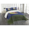 thumbnail image 3 of Ambesonne Moon Quilted Bedspread Set 3 Pcs, Girl on Moon Words Art, King Size, Multicolor, 3 of 5