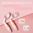 thumbnail image 5 of Paquete de 2 cucharas y tenedores de entrenamiento, flexibles y resistentes al calor, cucharas de aprendizaje de fácil agarre, tenedores para niños (púrpura), 5 of 5