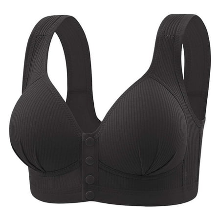 FUNUONY Big Sale!! 2025 New Women s Push Up Bra Underwire Plunge Full Coverage Bras Women Lace Frongt Button Shaping Cup Adjustable Shoulder Strap Large Size Bra Black 4Xl