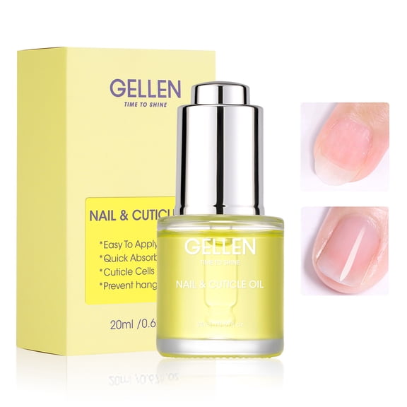 Gellen Nail Cuticle Oil for Growth and Strength, 20ml Vitamin E Nail Nourishing Oil for Hydrating, Moisturizing, Strengthening, Cuticle and Skin Nail Care for Women