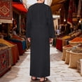 thumbnail image 4 of JAJAHO Mens Kaftan Abaya Thobe Button Down Arab Long Robe Crewneck Long Sleeve Loose Fit Ankle Length Robe With Pockets, 4 of 7