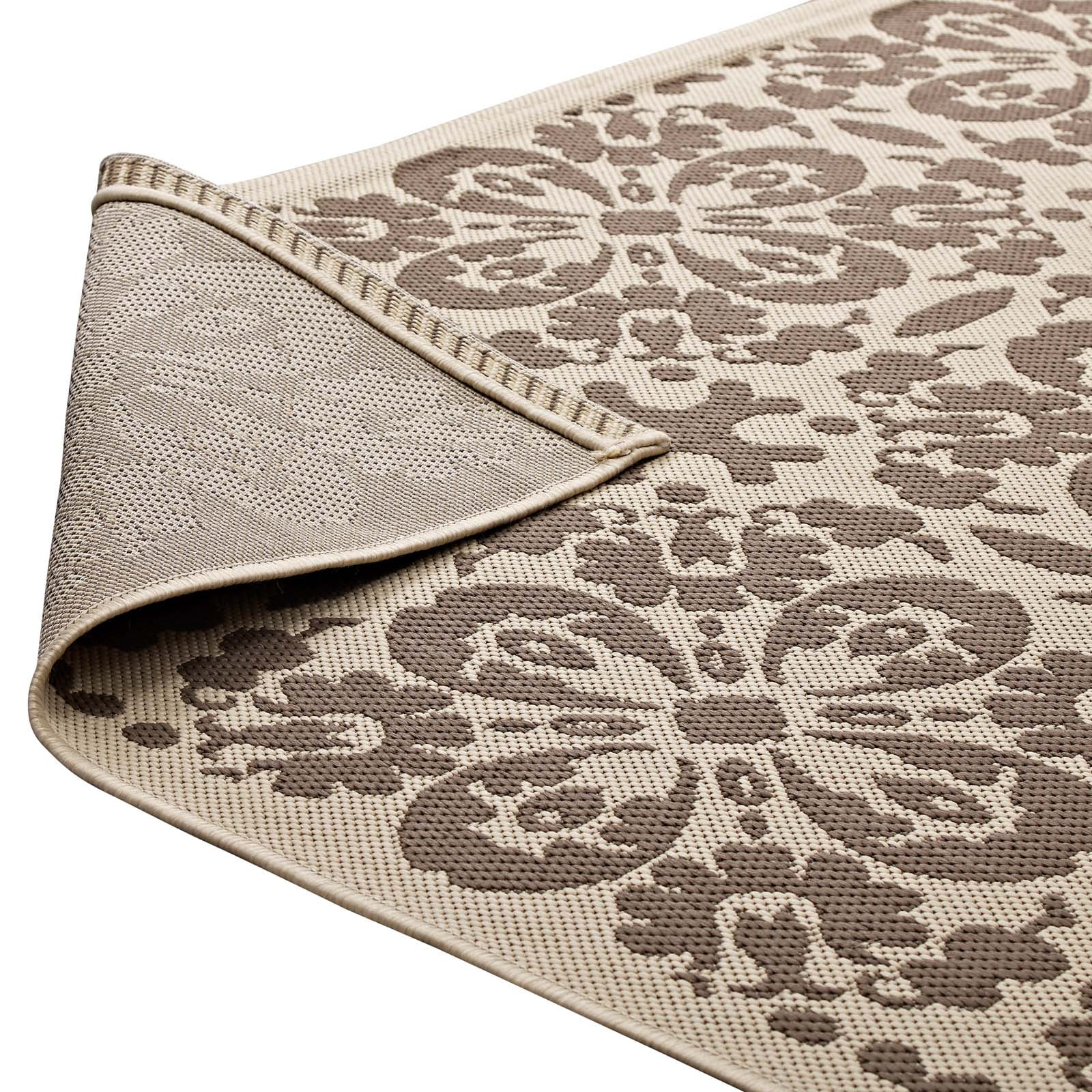 Modway Ariana 94.5x122" Floral Trellis Fabric Area Rug in Light/Dark Beige