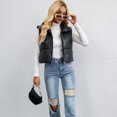 thumbnail image 6 of Women's Padded Vest Lightweight Stand Collar Sleeveless Short Warm Vest Drawstring Hem Zipper Closure Casual Gilet for Autumn Winter, 6 of 8