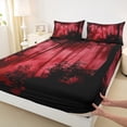 thumbnail image 3 of Feelyou Jungle Nature Scenery Bed Sheets for Adult, Red Natural Pine Tree King Sheets, Countryside Sheet Set, Ultra Soft Home Decor, 4-Piece, 3 of 7