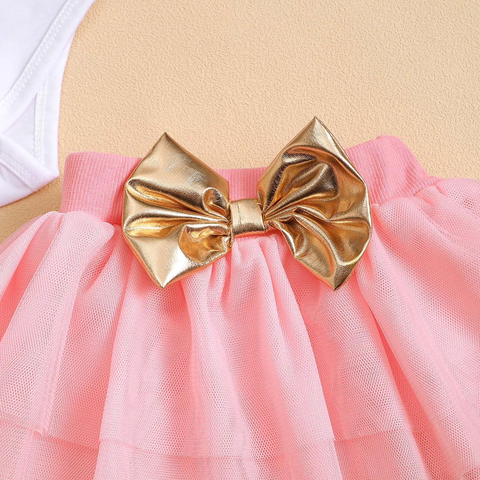 Jamsmile Toddler Girls Outfits Sets Easter Day Bunny Print Romper + Tulle Skirts + Hairband 3 Piece Baby Girls Princess Outfits