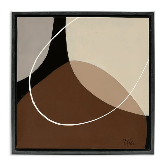 Stupell Industries Minimal Project Abstraction Abstract Painting Black Floater Framed Canvas Art Print Wall Art, 18 x 18