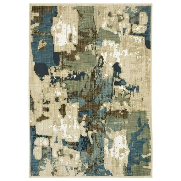 Oriental Weavers Reed Area Rug - RE11Q - 3'3" x 5' - in Beige/ Multi - Modern Style, Stain Resistant, Family and Pet Friendly , Entrway, Bedroom Rug