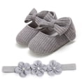 thumbnail image 2 of Otqutp Toddler First Walking Sneakers Toddler Baby Girls Prewalker Flower Bowknot Princess Shoes+Headband Set Casual Footwear for Flower Girls, 2 of 3