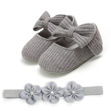 

Hunpta Infant Toddler Baby Girls Prewalker Flower Bowknot Princess Shoes+Headband Set