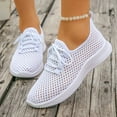 thumbnail image 5 of Sneakers for Women Lightweight Mesh Lace up Outdoor Running Shoes Casual Slip on Soft Sole Walking Shoes Breathable Athletic Shoes White Size 6.5, 5 of 9