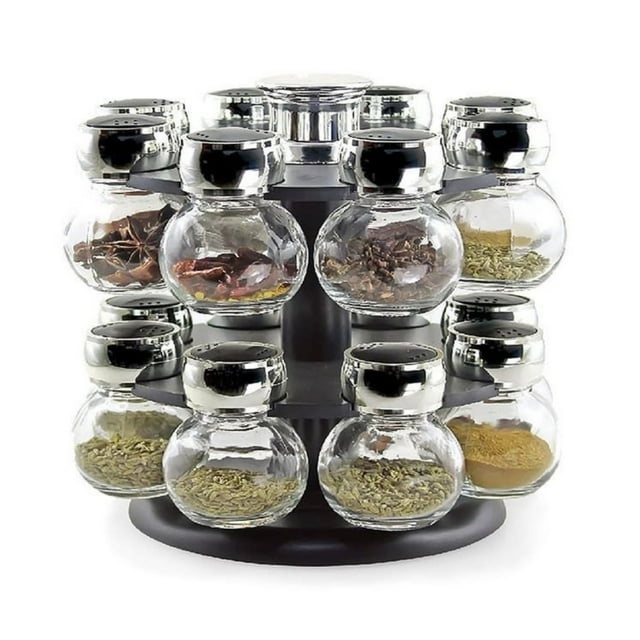 Set de 16 Especieros de vidrio Good & Good Base giratoria RE97137